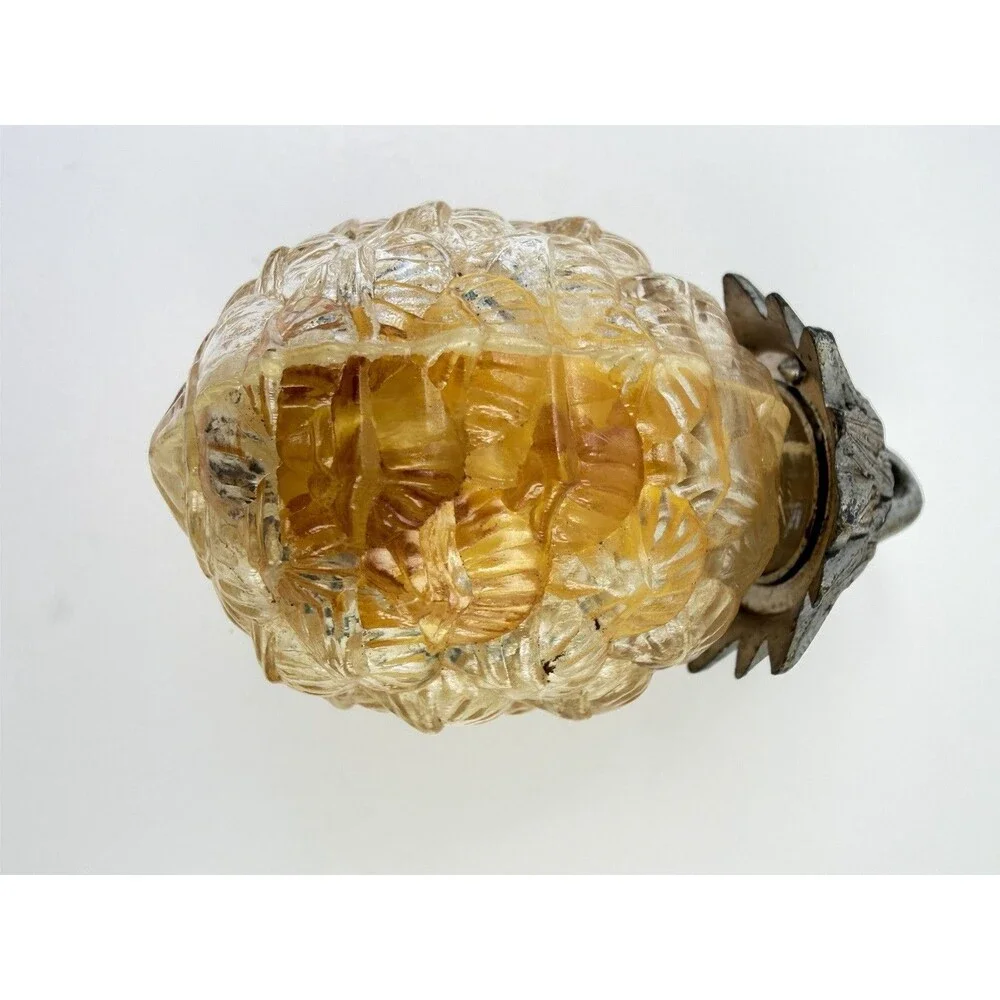 Vintage Pine Cone Hanging Fragrance Holder Refillable Metal Cap 1960s Ornament